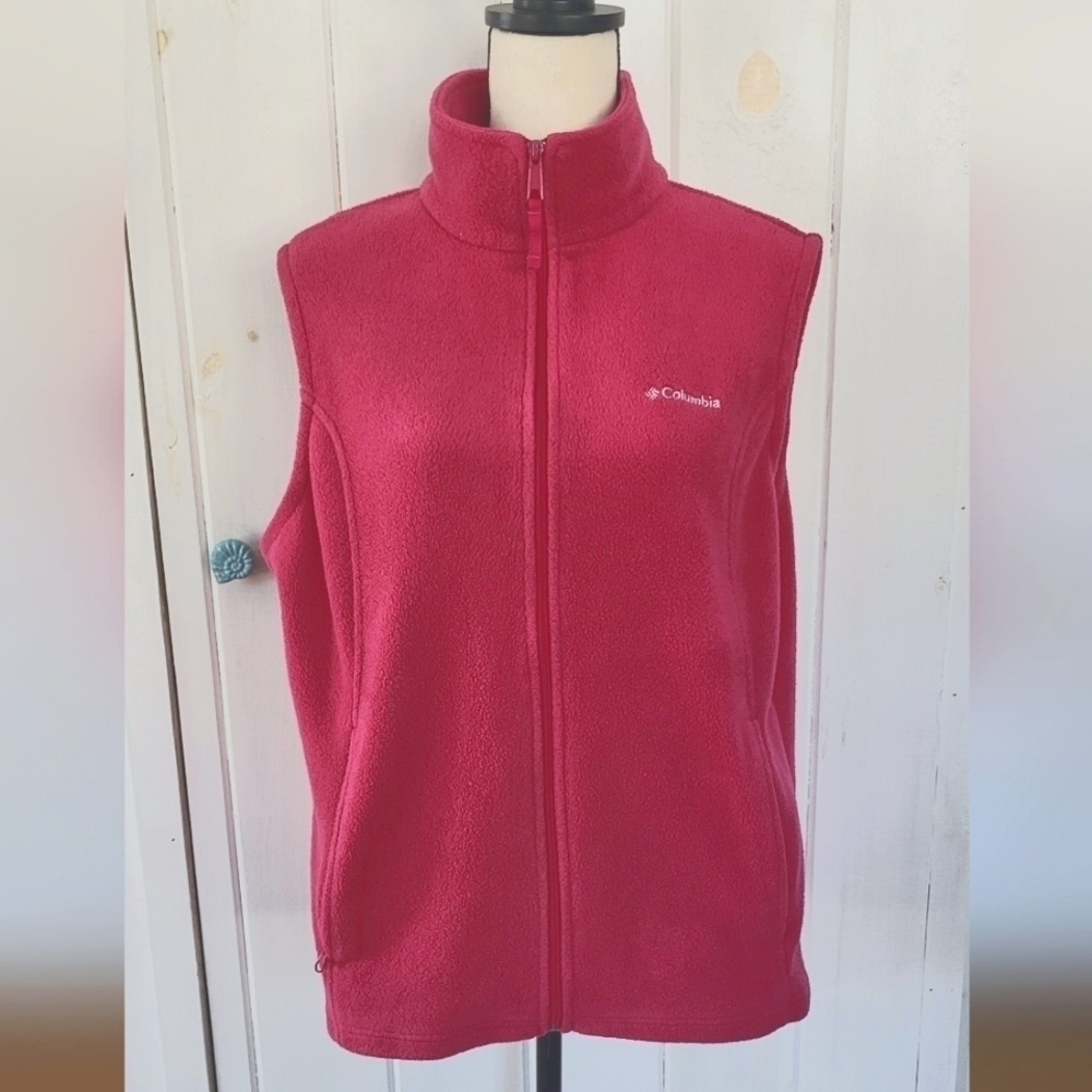 Columbia Raspberry Pink Full Zip Fleece Vest